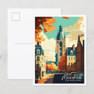 Maastrichtillustration Nederländerna vintage resor Vykort