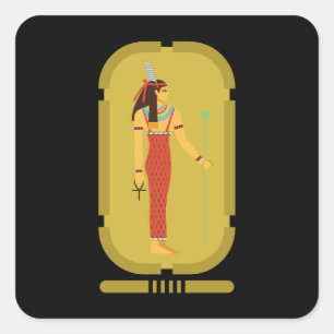 Maat On Guld Cartouche Fyrkantigt Klistermärke