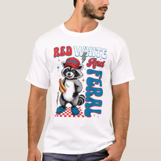 Mab Patriotisk Hotdog & Tvättbjörnsälskare 4:e Jul T Shirt