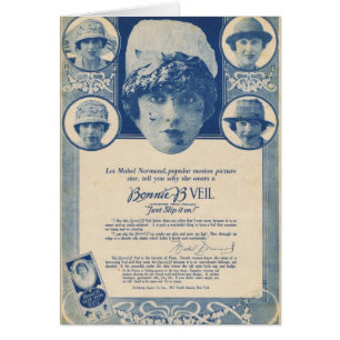 Mabel Normand 1918 skyler annonseringen Hälsningskort