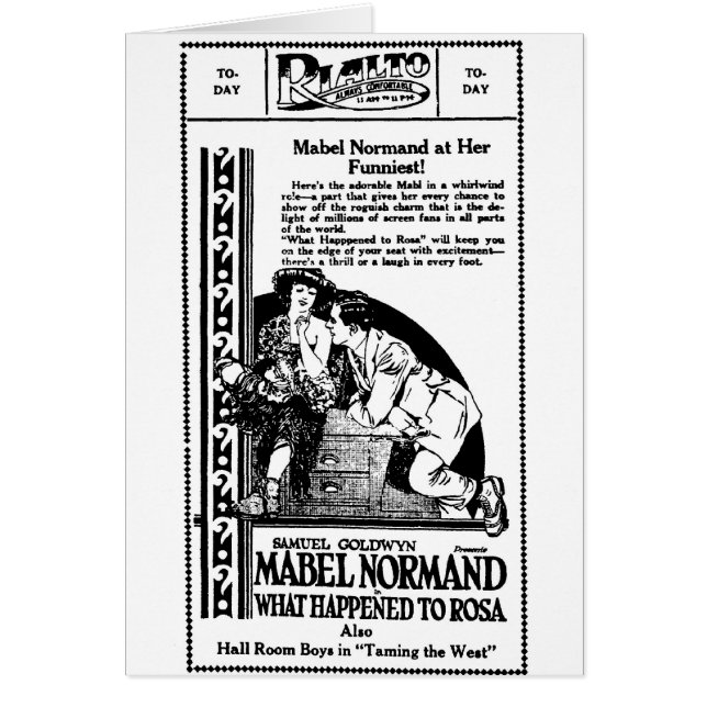 Mabel Normand vad händde till Rosa 1921 Hälsningskort (Framsidan)