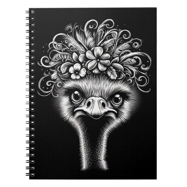"Mable the Ostrich" Artistic Spiral Notebook Anteckningsbok (Framsidan)