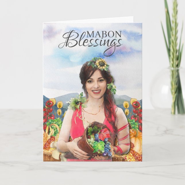 Mabon Blessings Autumn Equinox Wiccan Harvest Helgkort (Framsida)