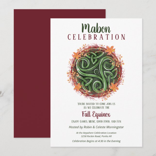 Mabon Fall Equinox Celtic Triskelion Harvest Inbjudningar (Fram/baksida)
