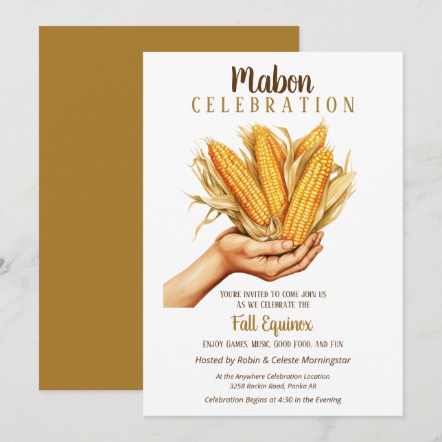 Mabon Fall Equinox Harvest Maj Bouquet Inbjudningar (Fram/baksida)