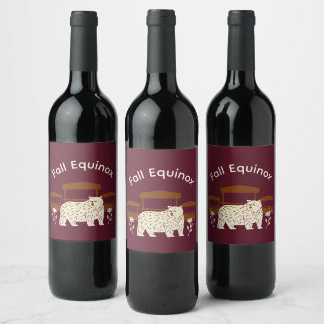 Mabon Harvest Fall Equinox-inbjudan Vinflaska Etikett (Flaskor)