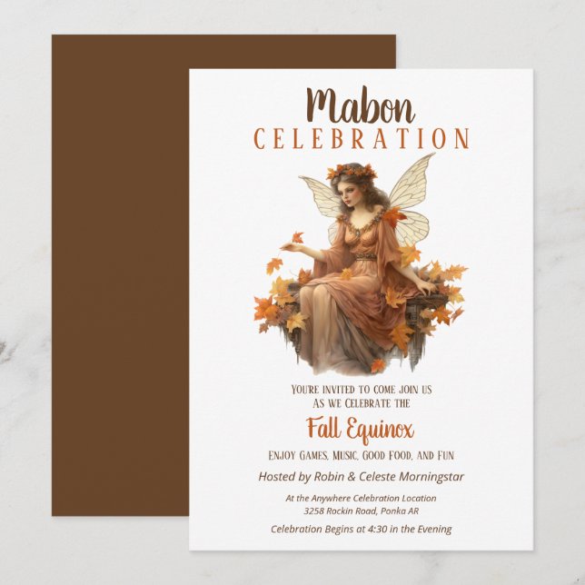 Mabon Harvest Fall Equinox Retro Fairy Inbjudningar (Fram/baksida)