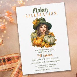Mabon Harvest Fall Equinox Retro Pumpkin Witch Inbjudningar