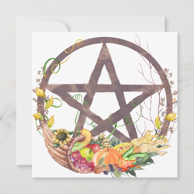 Mabon Harvest Pentacle Autumn Equinox Kort (Framsida)
