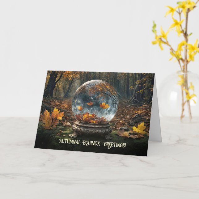 Mabon Höstjämnd med kristallboll Kort (Gul blomma)