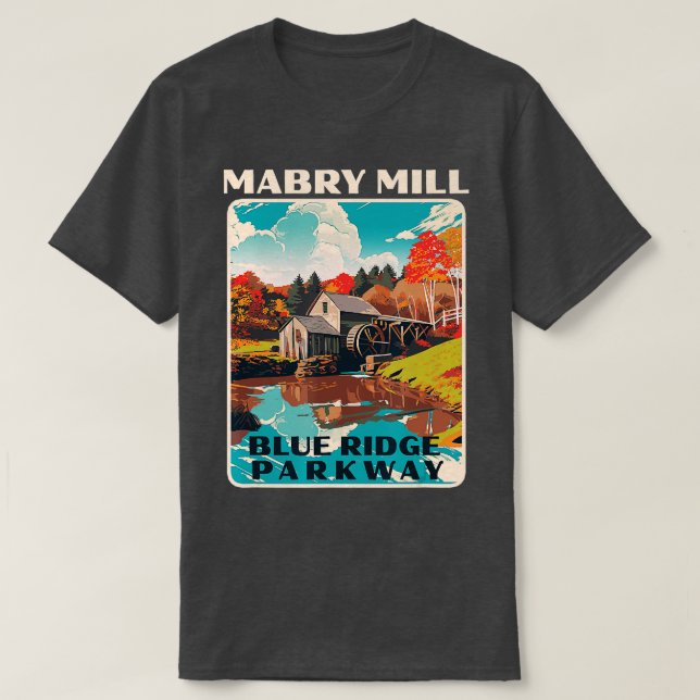 Mabry Mill Blue Ridge Parkway Retro WPA Stil Nati T Shirt (Design framsida)