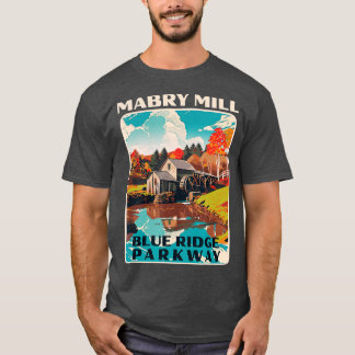Mabry Mill Blue Ridge Parkway Retro WPA Stil Nati T Shirt