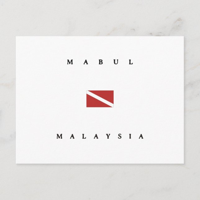 Mabul Malaysia Scuba Dive Flagga Vykort (Framsida)