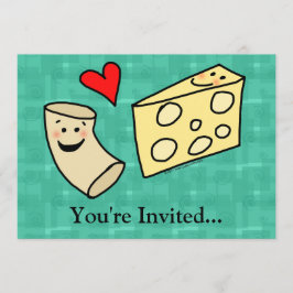 Mac älskar ost, rolig gullig Macaroni + Ost Inbjudningar