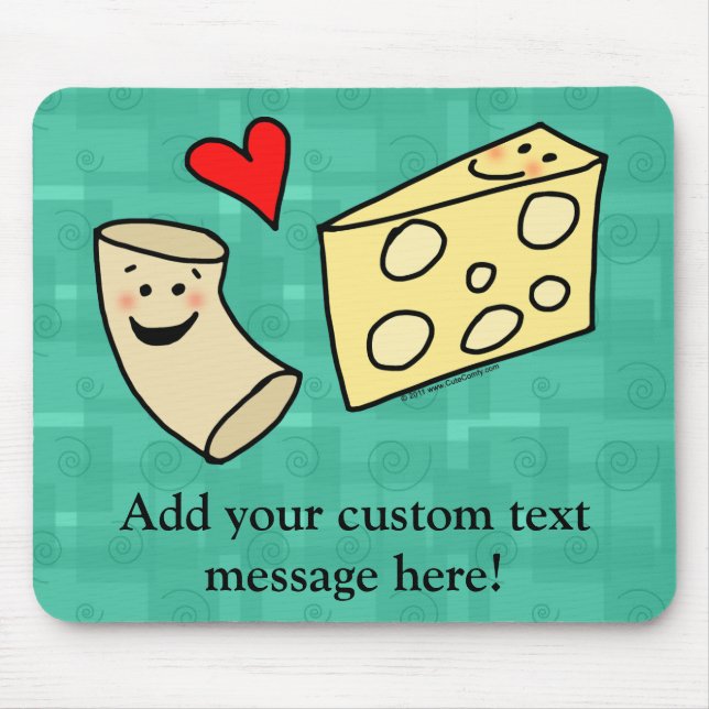 Mac älskar ost, rolig gullig Macaroni + Ost Musmatta (Framsidan)