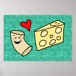 Mac älskar ost, rolig gullig Macaroni + Ost Poster