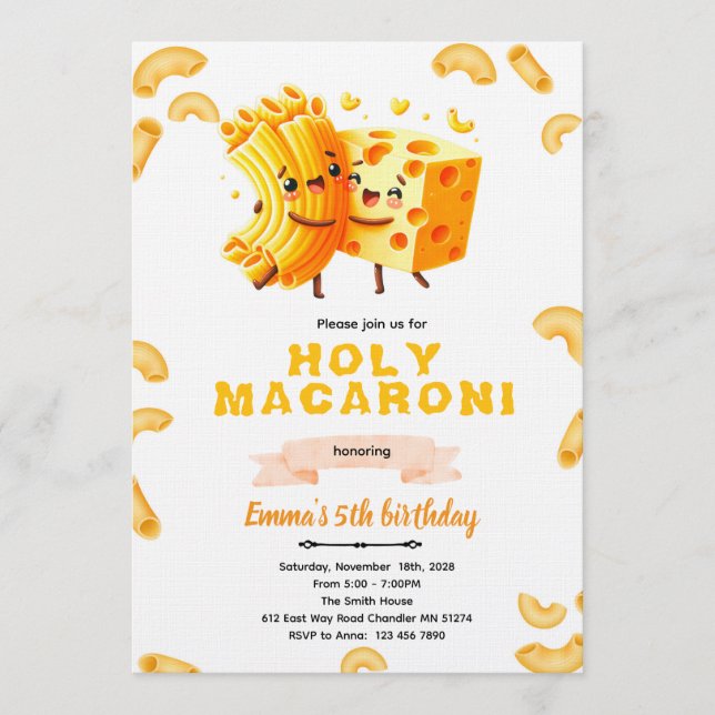 Mac and Cheese Birthday Invitation Inbjudningar (Framsida)