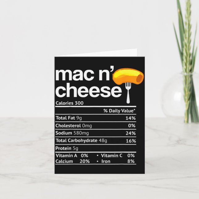 Mac And Cheese Nutrition Funny Thanksgiving Mac N' Kort (Framsida)