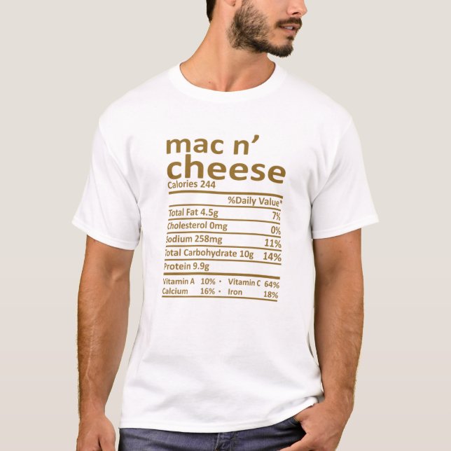 Mac and Cheese Nutrition Thanksgiving Costume Food T Shirt (Framsida)