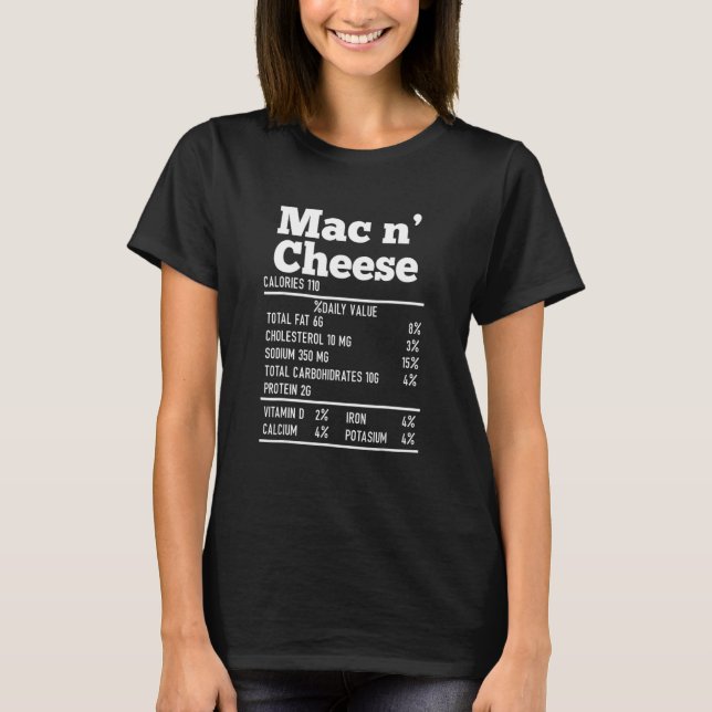 Mac And Cheese Thanksgiving Näringsinformation Liv T Shirt (Framsida)