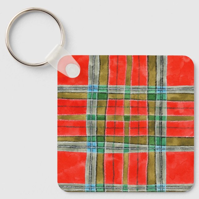 MAC BAIN TARTAN Aluminium Fyrkantig Nyckelring (Framsida)