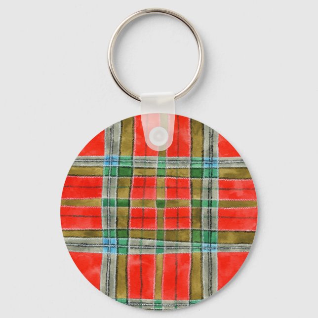 MAC BAIN TARTAN Aluminium Round Keychain Nyckelring (Framsida)