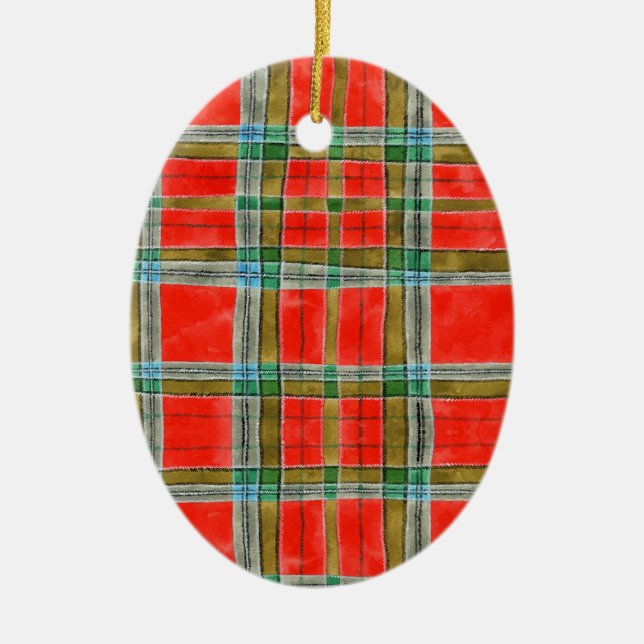 MAC BAIN TARTAN Ceramic Oval Ornament (Framsidan)