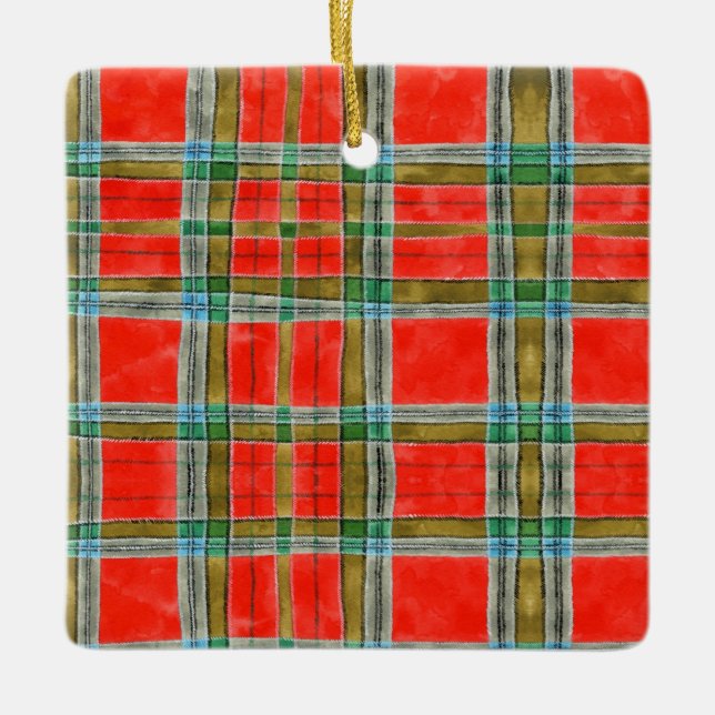 MAC BAIN TARTAN Ceramic Square Ornament (Framsida)