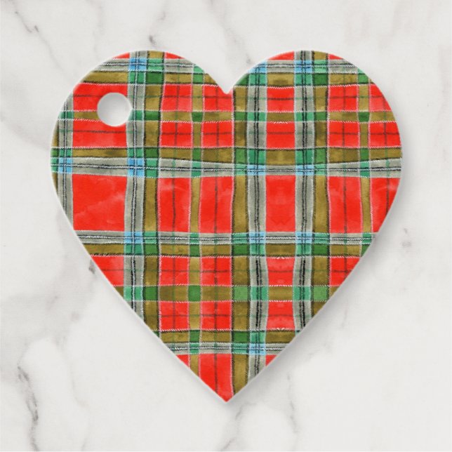 MAC BAIN TARTAN Heart Gift Märkres Gåvor Etiketter (Framsida)