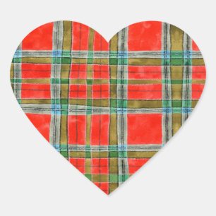 MAC BAIN TARTAN Heart Stickers Hjärtformat Klistermärke