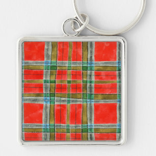 MAC BAIN TARTAN Premium Square-nyckelkedja Fyrkantig Silverfärgad Nyckelring