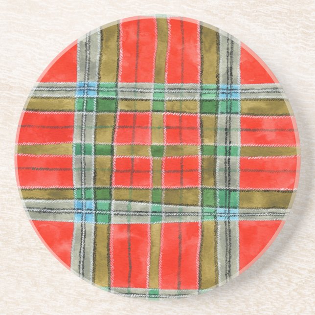 MAC BAIN TARTAN Round Sandstone Underlägg (Framsidan)