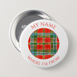 MAC BAIN TARTAN Rund Namn Märke Pin Knapp