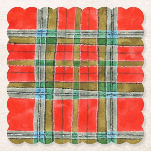 MAC BAIN TARTAN Scalloped Square Papper Underlägg (Framsida)