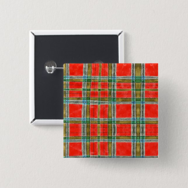 MAC BAIN TARTAN Square Pin-knapp Knapp (Framsida & baksida)
