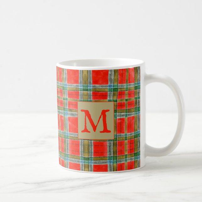 MAC BAIN TARTAN White Mugg + Initial (Höger)