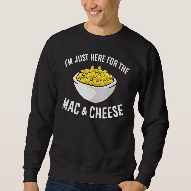 Mac Cheese, jag är här för Mac och Cheese Macaro Lång Ärmad Tröja (Framsida)