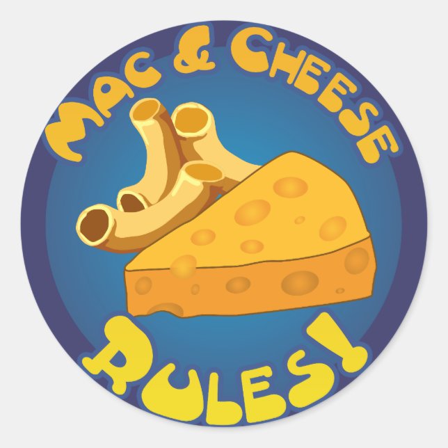 Mac & Cheese Regler Sticker Runt Klistermärke (Framsida)