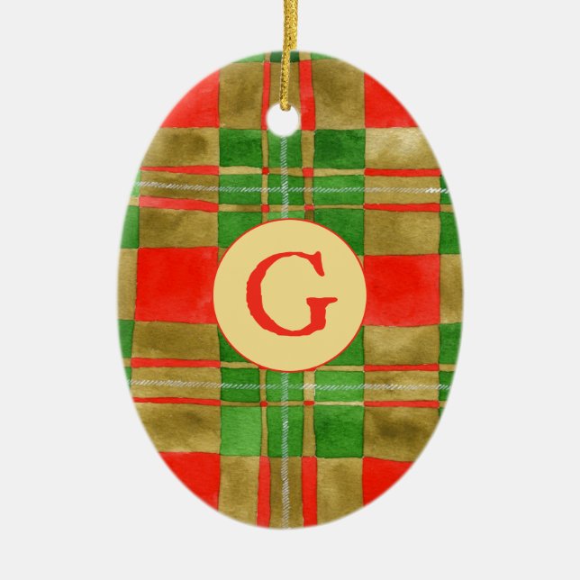 MAC GREGOR TARTAN Ceramic Oval Ornament + Initial (Framsidan)