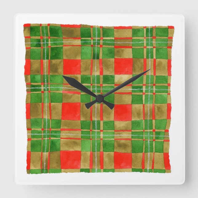 MAC GREGOR TARTAN Fyrkantig Väggtid Klocka (Framsida)