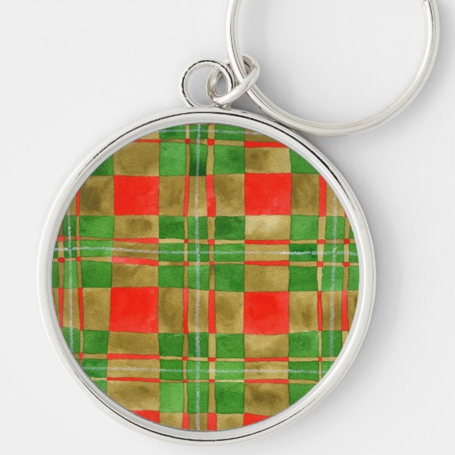 MAC GREGOR TARTAN Premium Round Keychain Rund Silverfärgad Nyckelring (Framsidan)