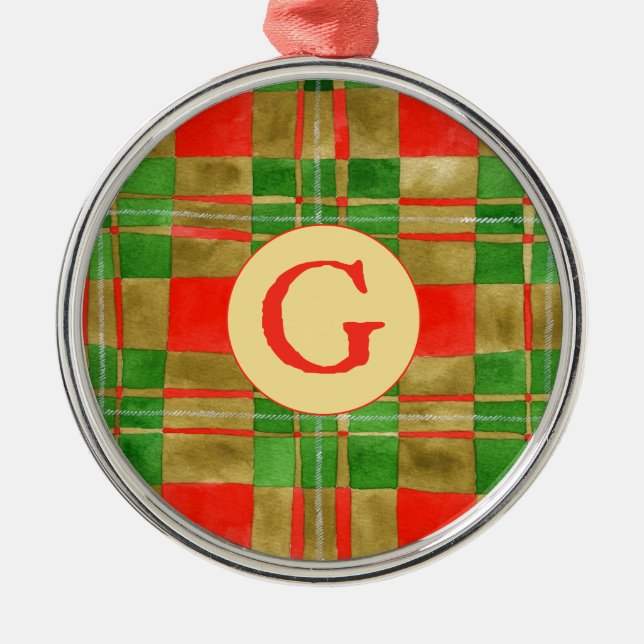 MAC GREGOR TARTAN Premium Round Ornament + Initial (Framsidan)