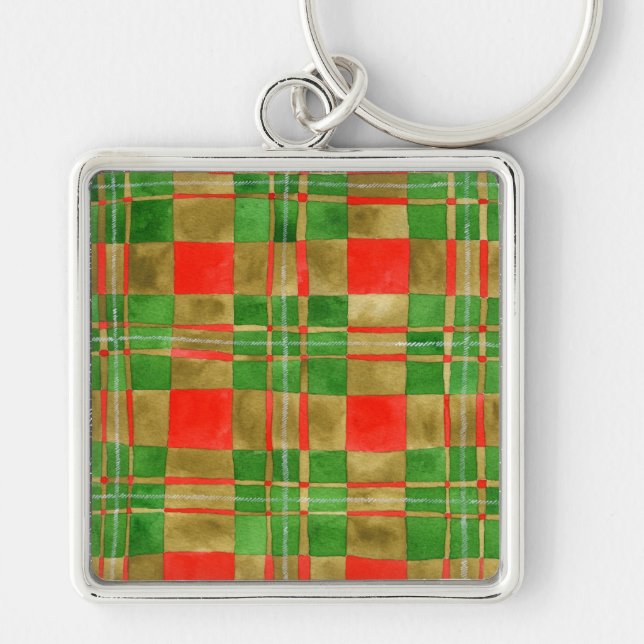 MAC GREGOR TARTAN Premium Square Keychain Fyrkantig Silverfärgad Nyckelring (Framsidan)