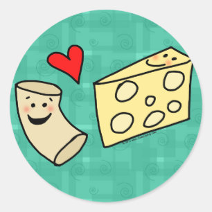 Mac Kärlek Cheese, Lusny Cute Macaroni + Ost Runt Klistermärke