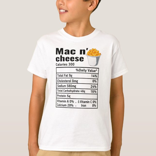 Mac n Cheese Nutritional Facts Thanksgiving T Shirt (Framsida)