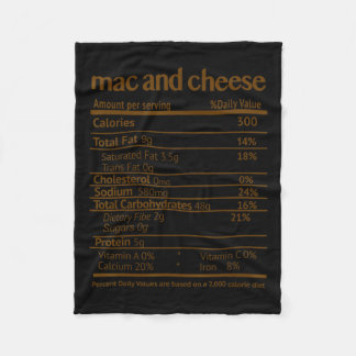 Mac och Cheese Costume Funny Food Nutrition Facts Fleecefilt