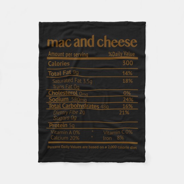 Mac och Cheese Costume Funny Food Nutrition Facts Fleecefilt (Framsidan)