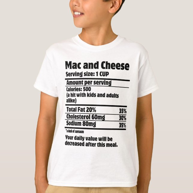 Mac och Cheese Nutrition Fact.w T Shirt (Framsida)