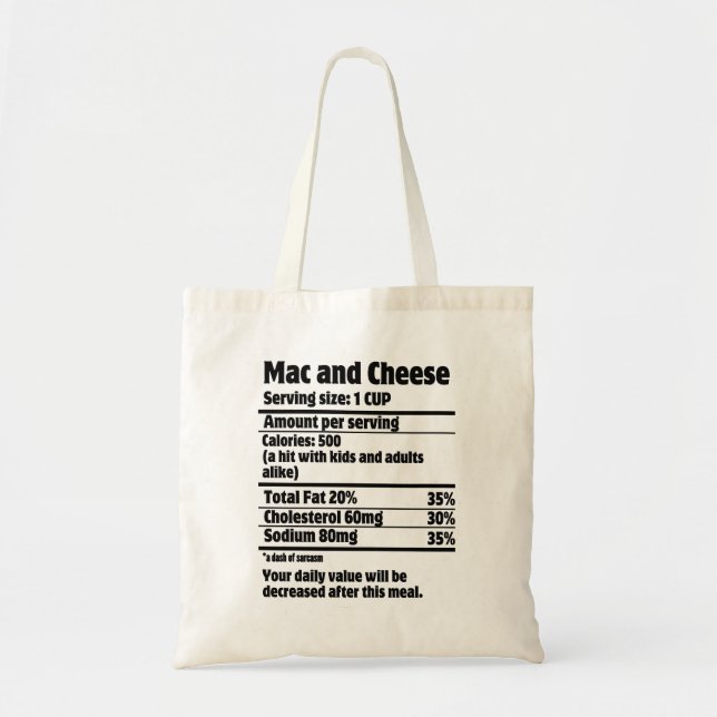 Mac och Cheese Nutrition Fact.w Tygkasse (Framsidan)