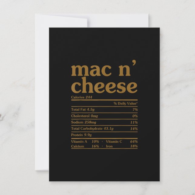Mac och Cheese Nutrition Funny Thanksgiving Mac N' Inbjudningar (Framsida)